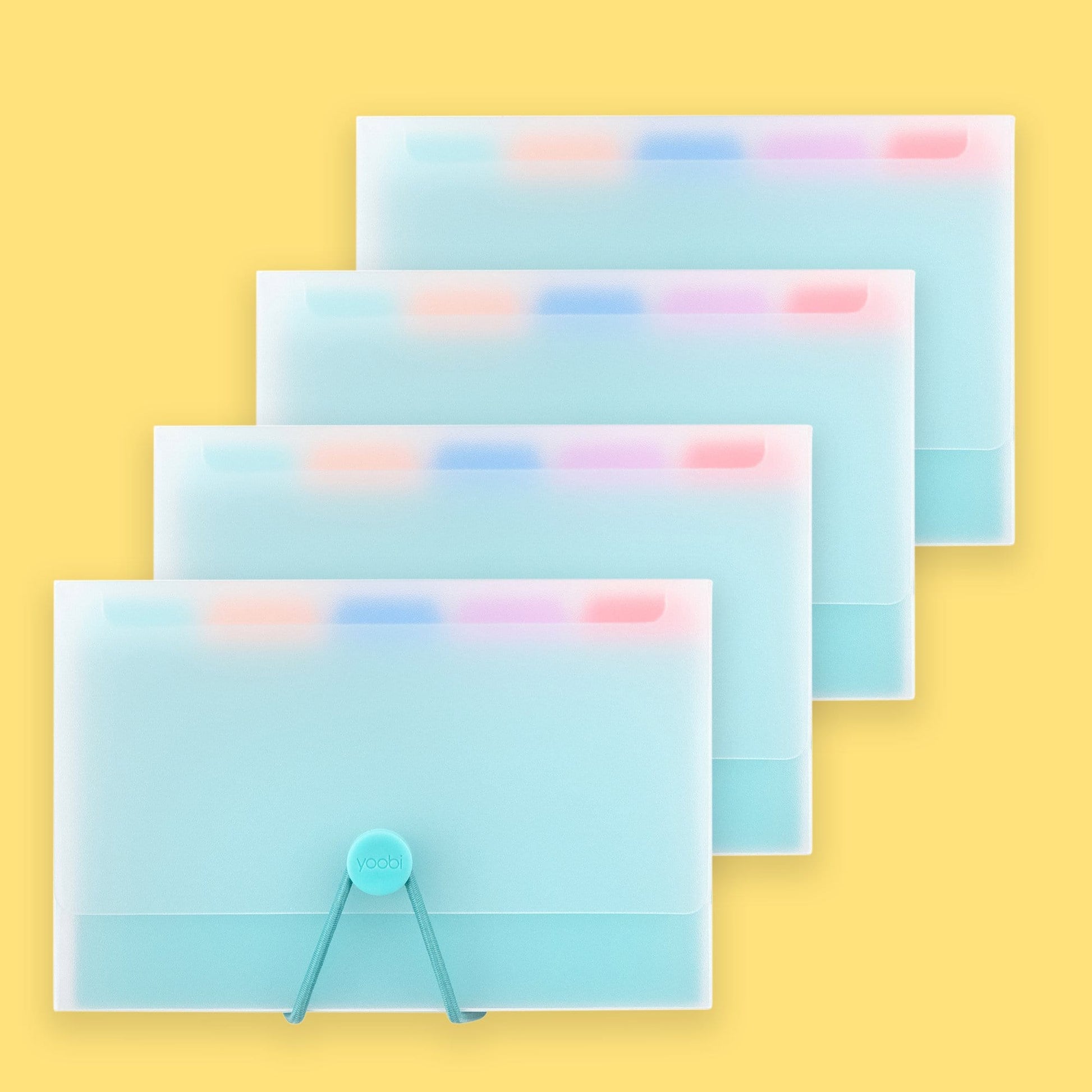 set of 4 index card sets showing clear plastic holder with elastic closure