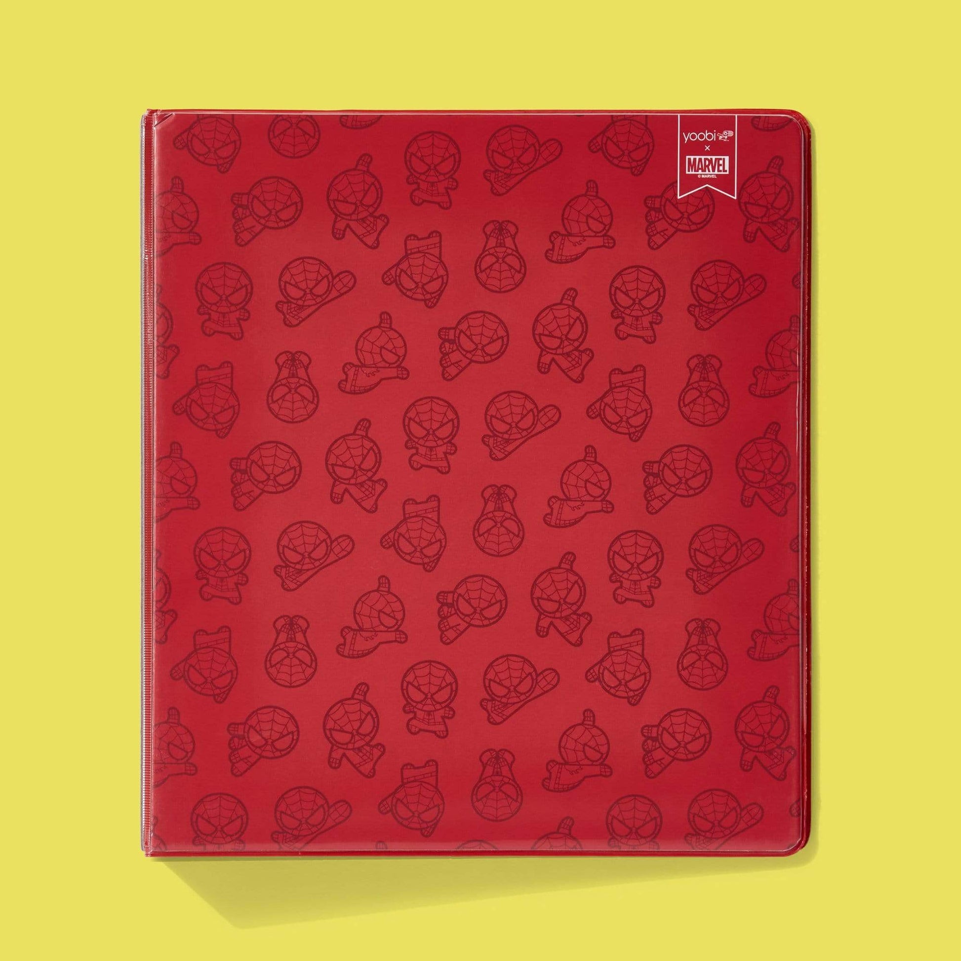 front of red Spider-Man icon print 3-ring 1" binder